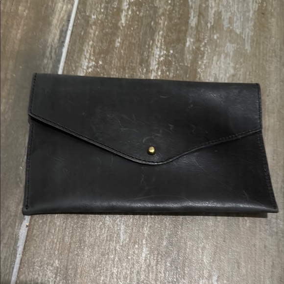 Parker Clay Black Leather Abetha leather Envelope - Picture 1 of 7